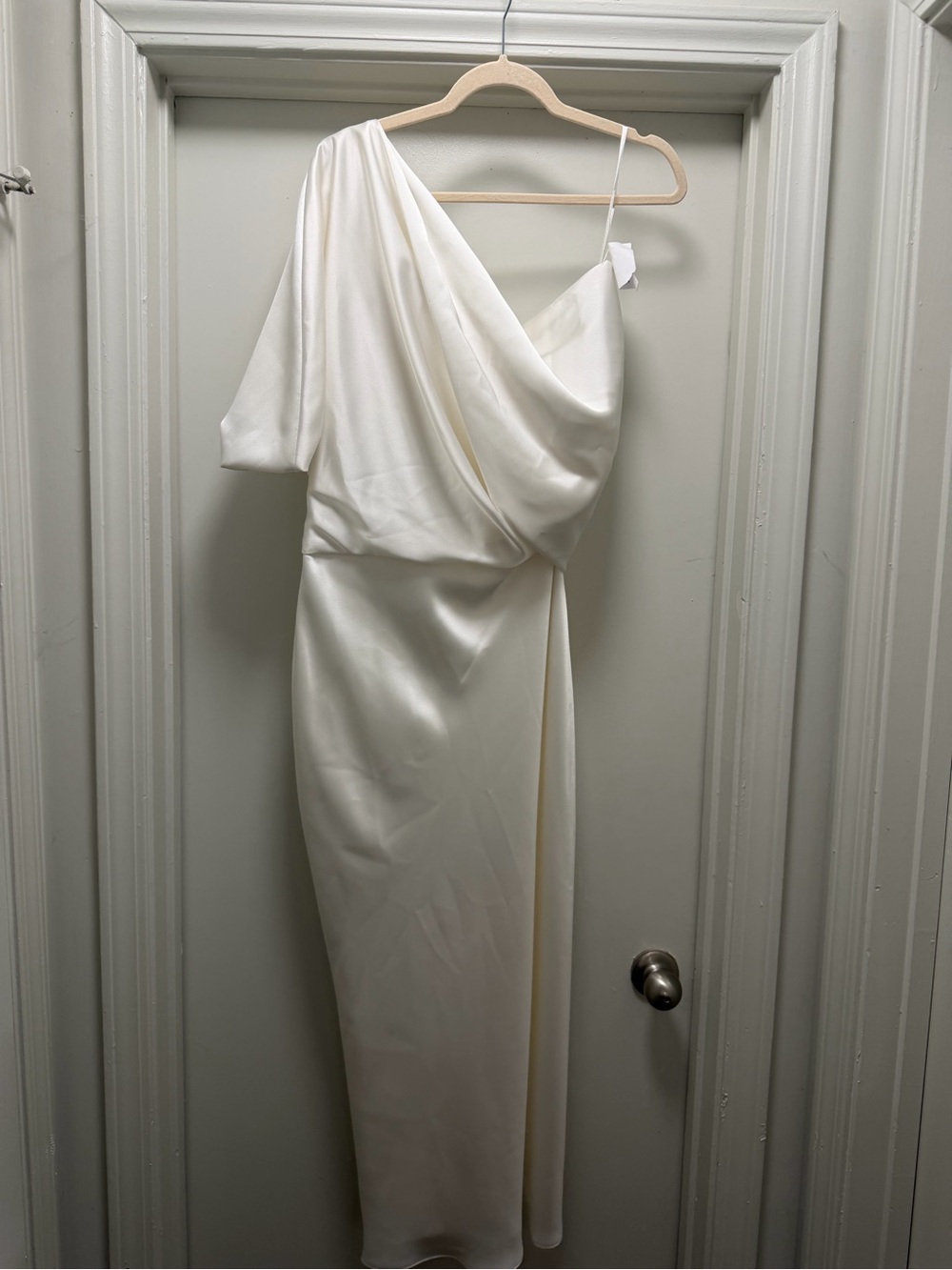 Amsale Off Shoulder Maxi Dress White Size 10 NEW Wedding Bridesmaid